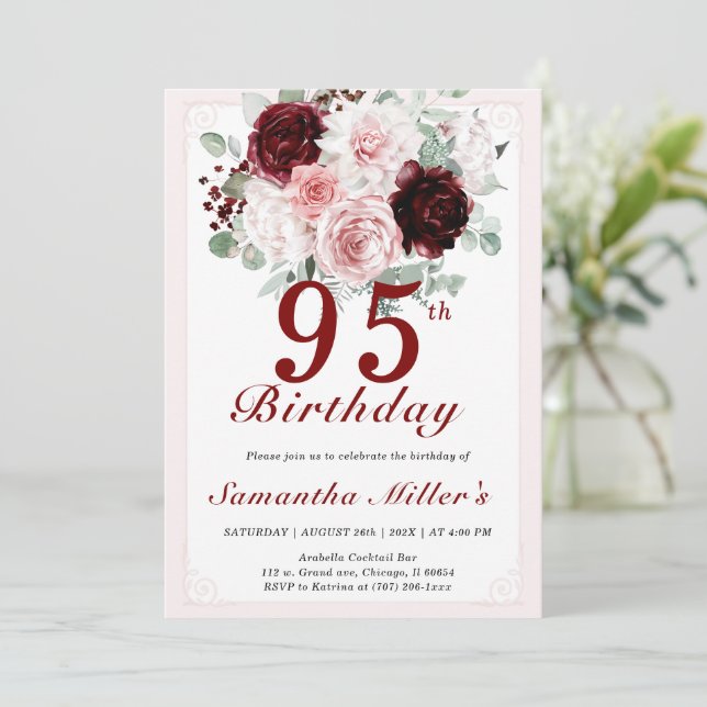 Invitation 95e anniversaire Modèles modifiables (Debout devant)