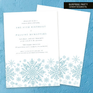 Invitation 95e anniversaire Surprise Party Blue Snowflake