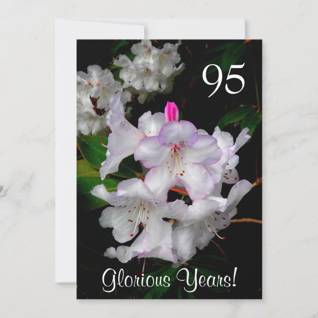 Invitation 95ème anniversaire / Elégant rose Azaleas (Devant)