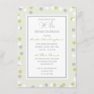Invitation 96e Pois vert et gris et Chevron