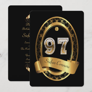 Invitation 97e anniversaire, homme de fête, couleur élégante