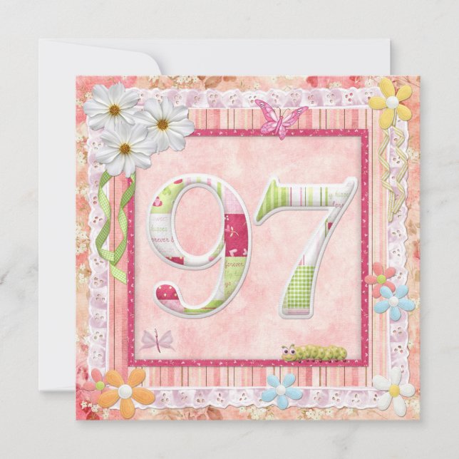 Invitation 97ème anniversaire style scrapbooking (Devant)