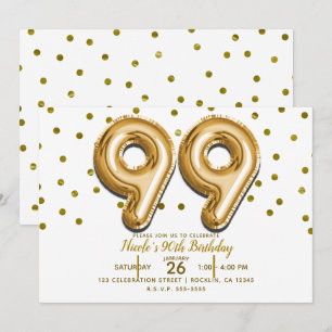 Invitation 99 ballons d'or et quatre-vingt-dix-neuvième fête