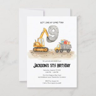 Invitation 9e anniversaire Construction Boy Anniversaire Invi