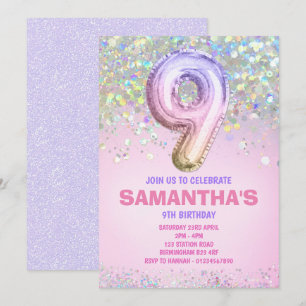 Invitation 9e anniversaire, Parties scintillant arc-en-ciel I