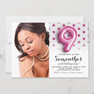 Invitation 9e anniversaire Star Confetti Portrait