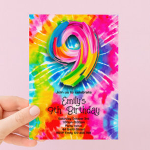 Invitation 9e Anniversaire Tie Dye