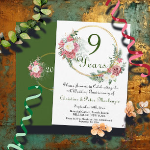 Invitation 9e Mariage Willow Anniversaire Rose Gold Frame