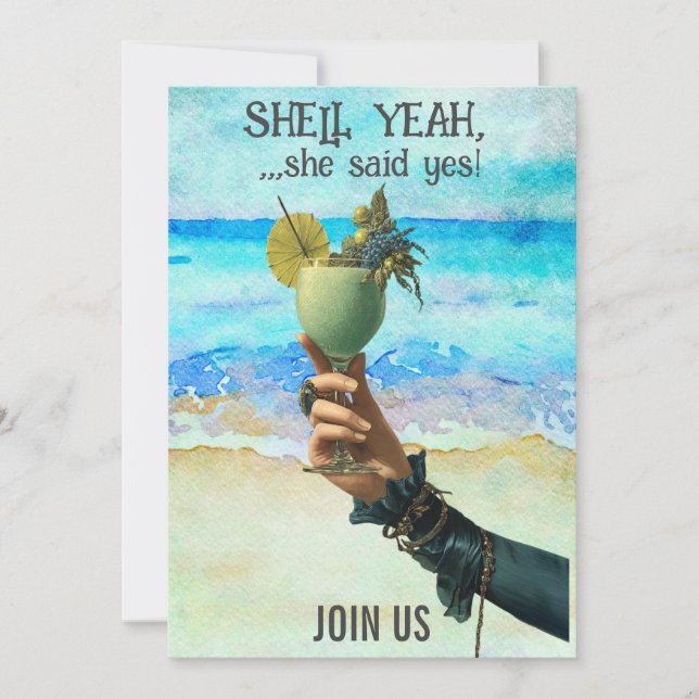 Invitation *~*  A101 Cocktail de plage 2 PHOTO EVJF (Devant)