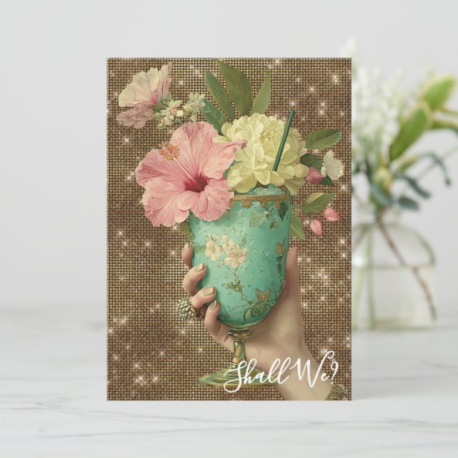 Invitation *~* A101 PHOTO 10 Cocktail Orné EVEIL DE FILLE (Debout devant)