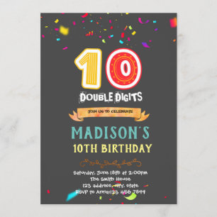 Invitation à 10e anniversaire à deux chiffres