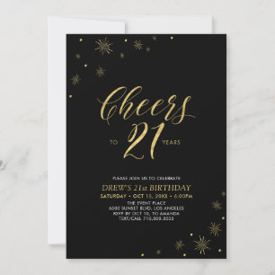 Invitation À 21 heures   Gold & Black 21st Birthday Party