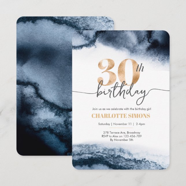 Invitation à 30e anniversaire de la Marine aquarel (Devant / Derrière)