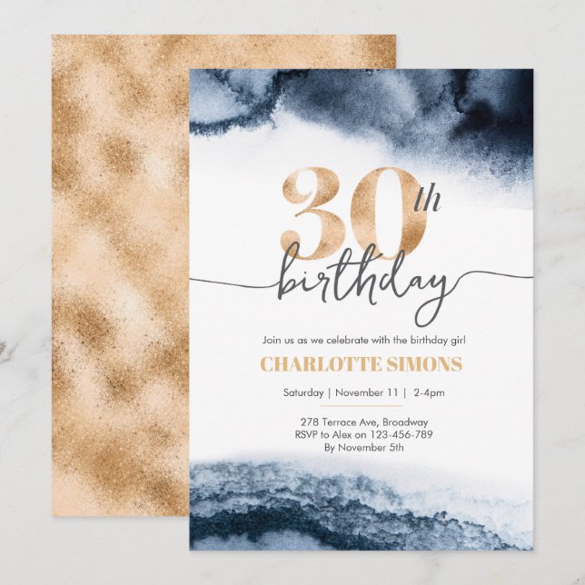Invitation à 30e anniversaire de la Marine aquarel (Devant / Derrière)
