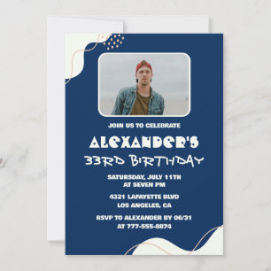 Invitation à 33e anniversaire Homme Photo Simple B