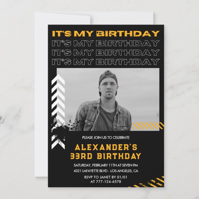 Invitation à 33e anniversaire Homme Photo Spray pe (Devant)