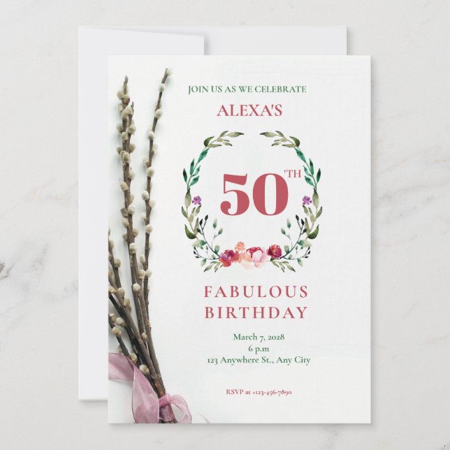 Invitation à 50 ans de fleurs vertes (Devant)