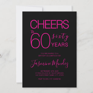 Invitation À 60 ans Élégant Rose Pink Anniversaire