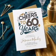 À 60 ans, félicitations Rétro Or Bleu Anniversaire