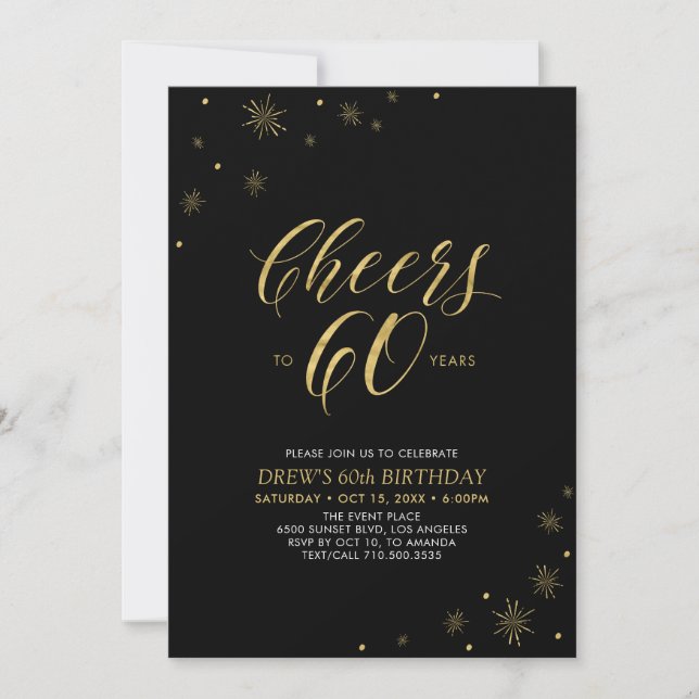 Invitation À 60 | Gold & Black 60th Birthday Party (Devant)