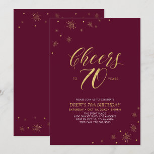 Invitation À 70   Gold & Bourgogne 70e fête d'anniversaire