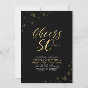 Invitation À 80   Gold & Black 80th Birthday Party