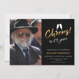 Invitation À 85 ans d'or noir adulte anniversaire photo