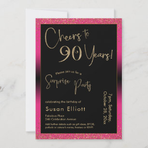 Invitation À 90 ans, félicitations ! Fête d'anniversaire surp