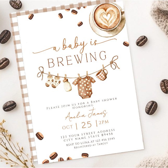 Invitation A Baby is Brewing Coffee Bean Baby Shower (Créateur téléchargé)