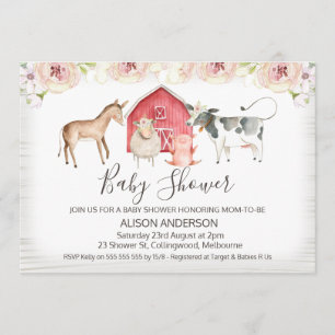 Invitation à Baby shower à thème de la ferme rusti