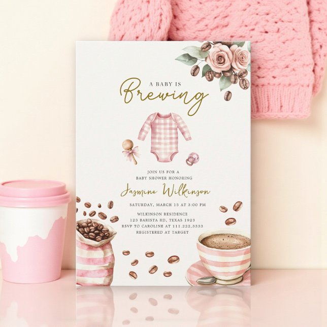 Invitation a babys brewing pink baby shower (Créateur téléchargé)