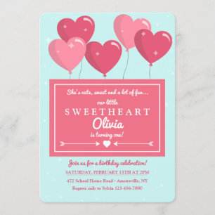 Invitation à ballons en forme de coeur