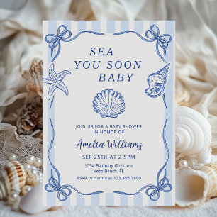 Invitation À bientôt, bébé Coquillage Bébé sur le littoral