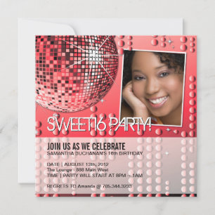 Invitation à bille Disco Sweet sixteen