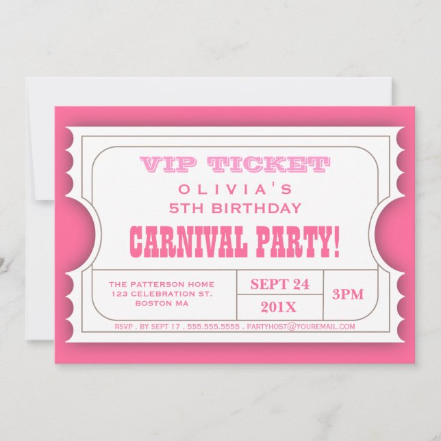 Invitation à billets pour le Carnaval du Cirque (Devant)