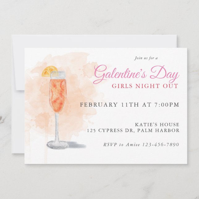 Invitation à boire de l'aquarelle de Galentine (Devant)