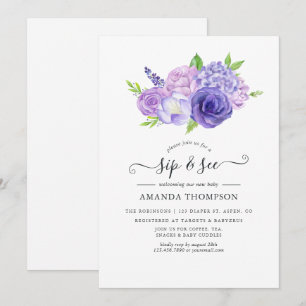 Invitation à boire et à voir avec fleurs aquarelle