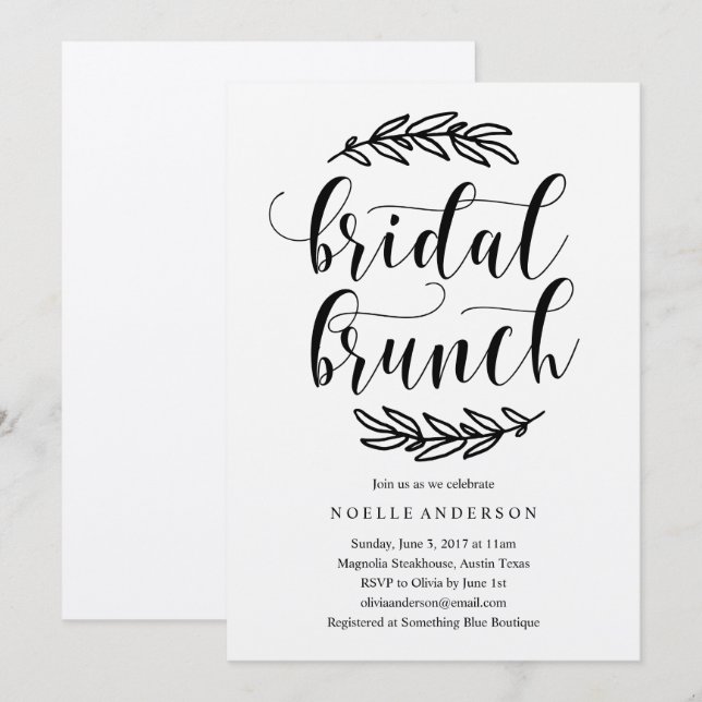 Invitation à Brunch Fête de l'mariée Rustique (Devant / Derrière)