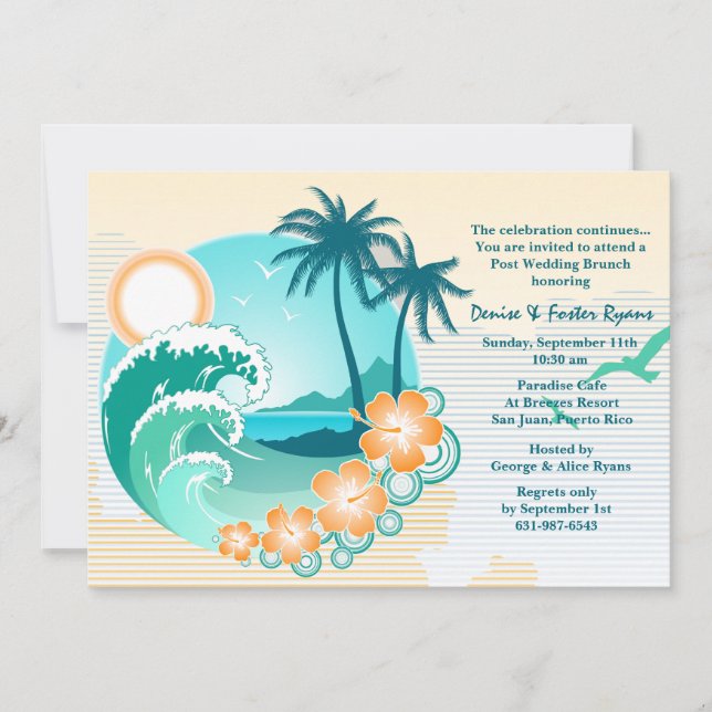 Invitation à Brunch Mariage après l'évasion tropic (Devant)