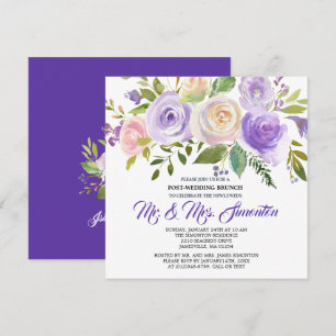 Invitation à Brunch post-Mariage floral pourpre
