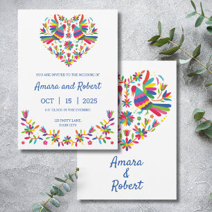 INVITATION À CŒUR MEXICAIN OTOMI COLORÉ