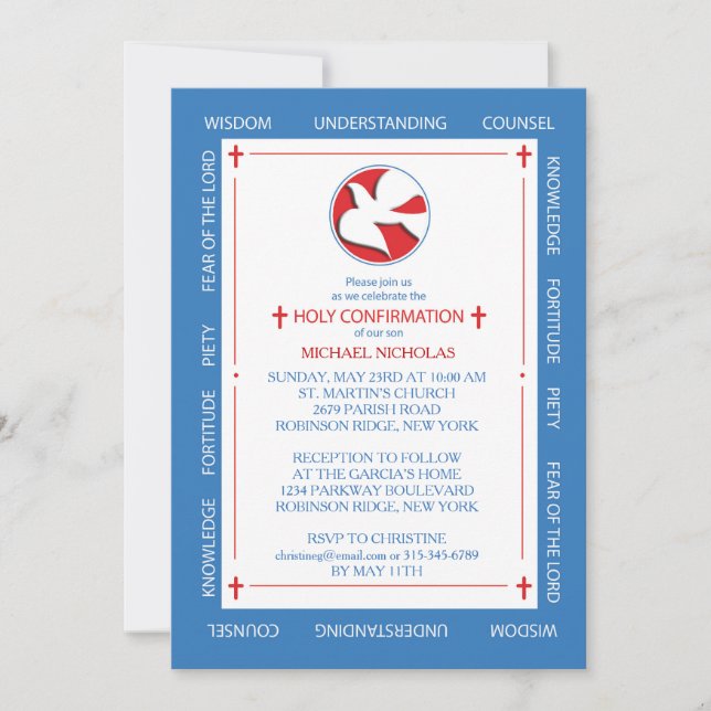 Invitation à confirmer Cadeaux d'esprit Bordure su (Devant)