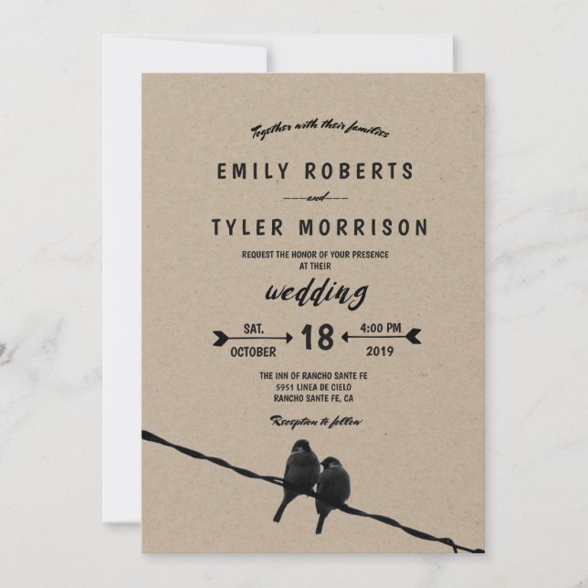 Invitation © À côté de vous Inséparables rustiques Mariage Fl (Devant)