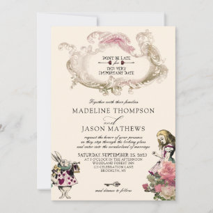 Invitation à damiers Turquoise Blush Alice en Mariage Wonderl