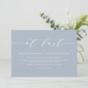 Invitation À Dernier Dusty Blue Minimalist Script Mariage