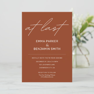 Invitation À Dernier Rustique moderne minimaliste Mariage