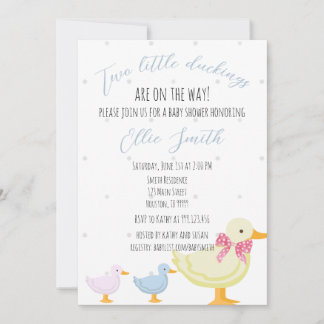 Invitation à deux Baby showers, deux canetons
