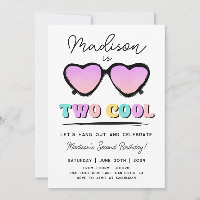 Invitation à deux Cool de la fête de fille du 2e a (Devant)
