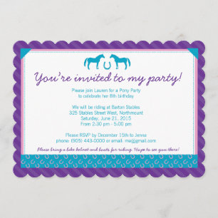 Invitation à deux fêtes de pony - Scallopé