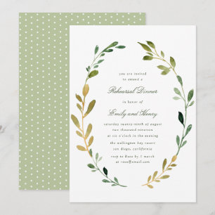 invitation à dîner de répétition de feuillage vert